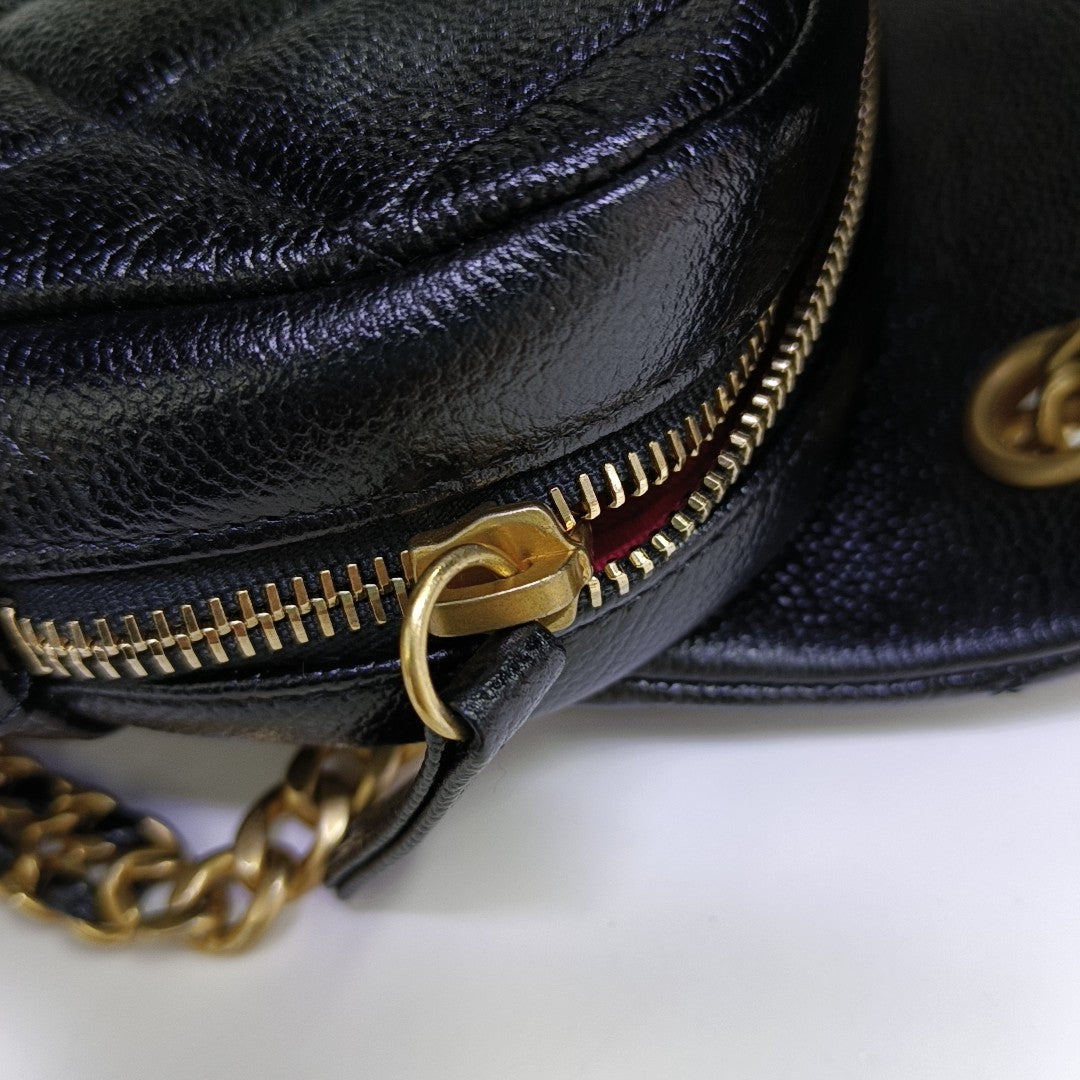 Quilted Grained Calfskin Backpack Black