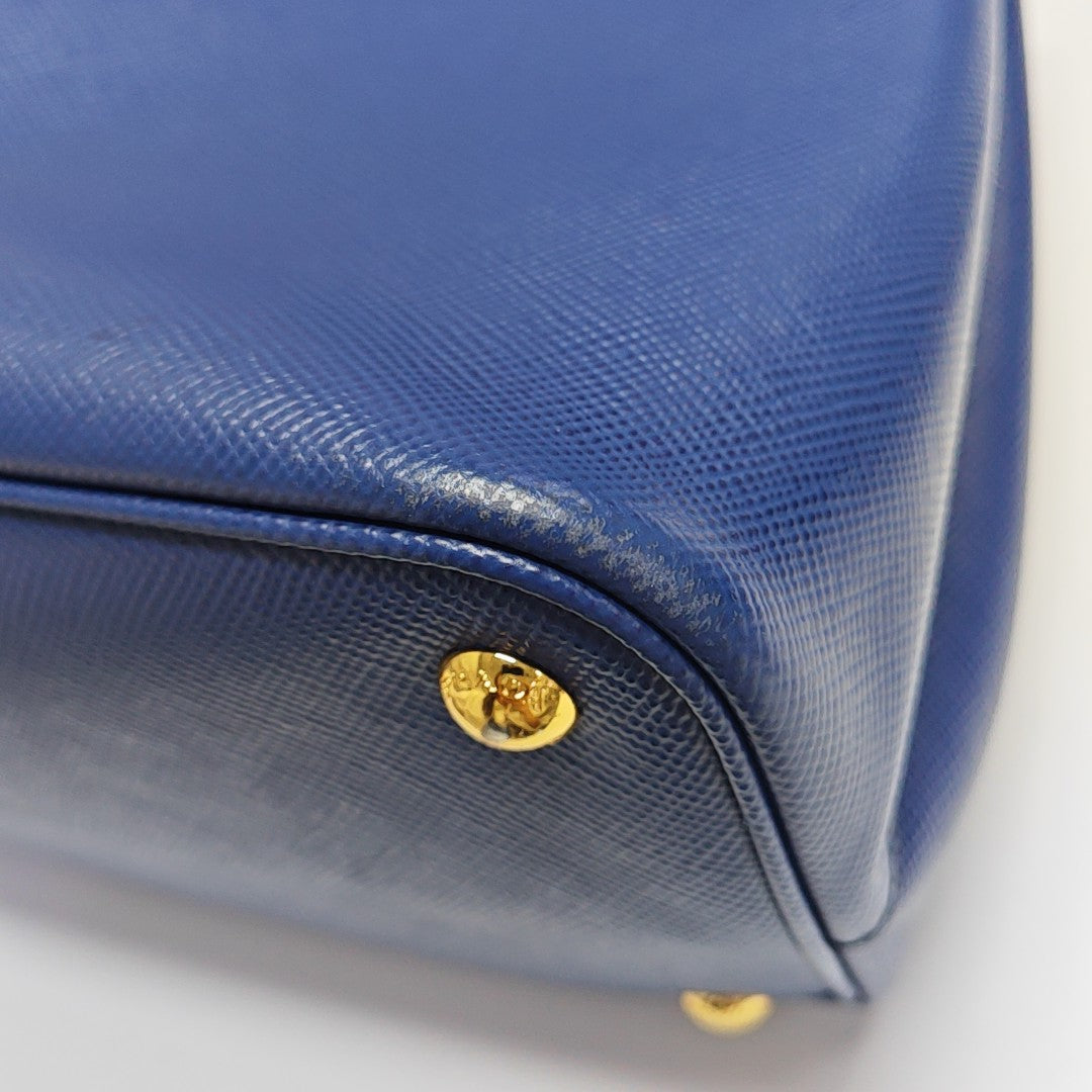 Double Large Saffiano Calfskin Blue