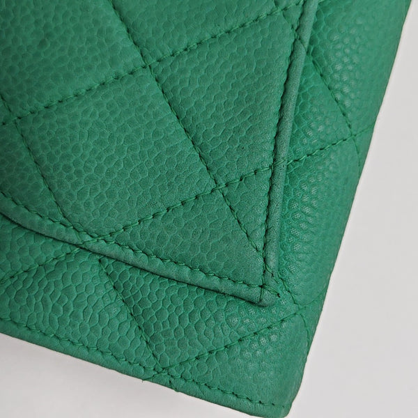 CLASSIC FLAP Mini Quilted Grained Calfskin Green