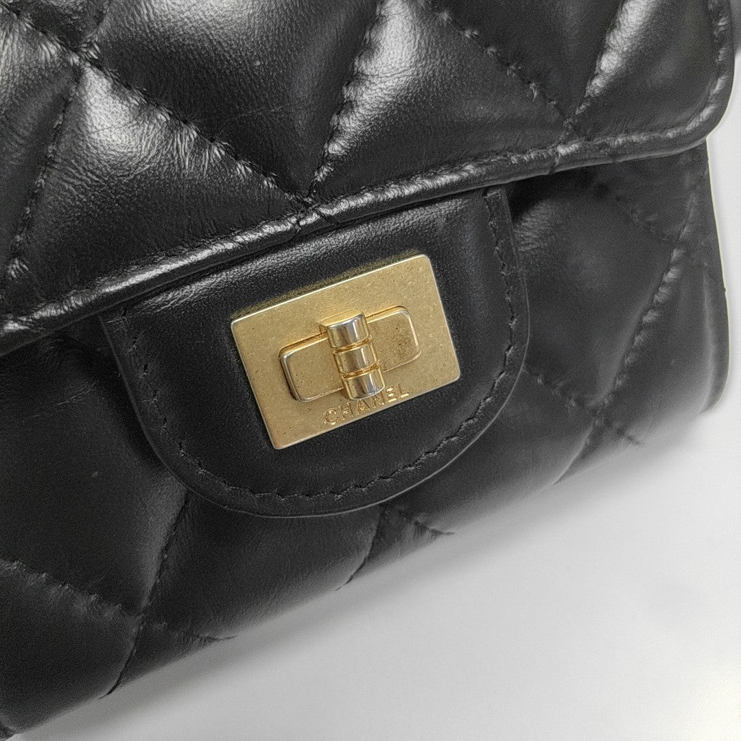 2.55 225 (small) Quilted Calfskin Black Card Holder