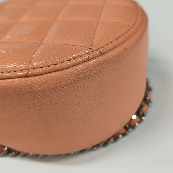 ROUND Quilted Grained Calfskin Pink