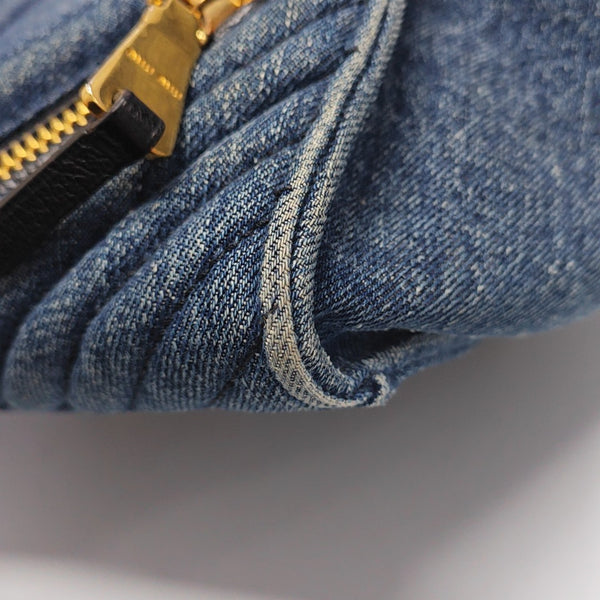 Quilted Denim Shoulder Bag Blue