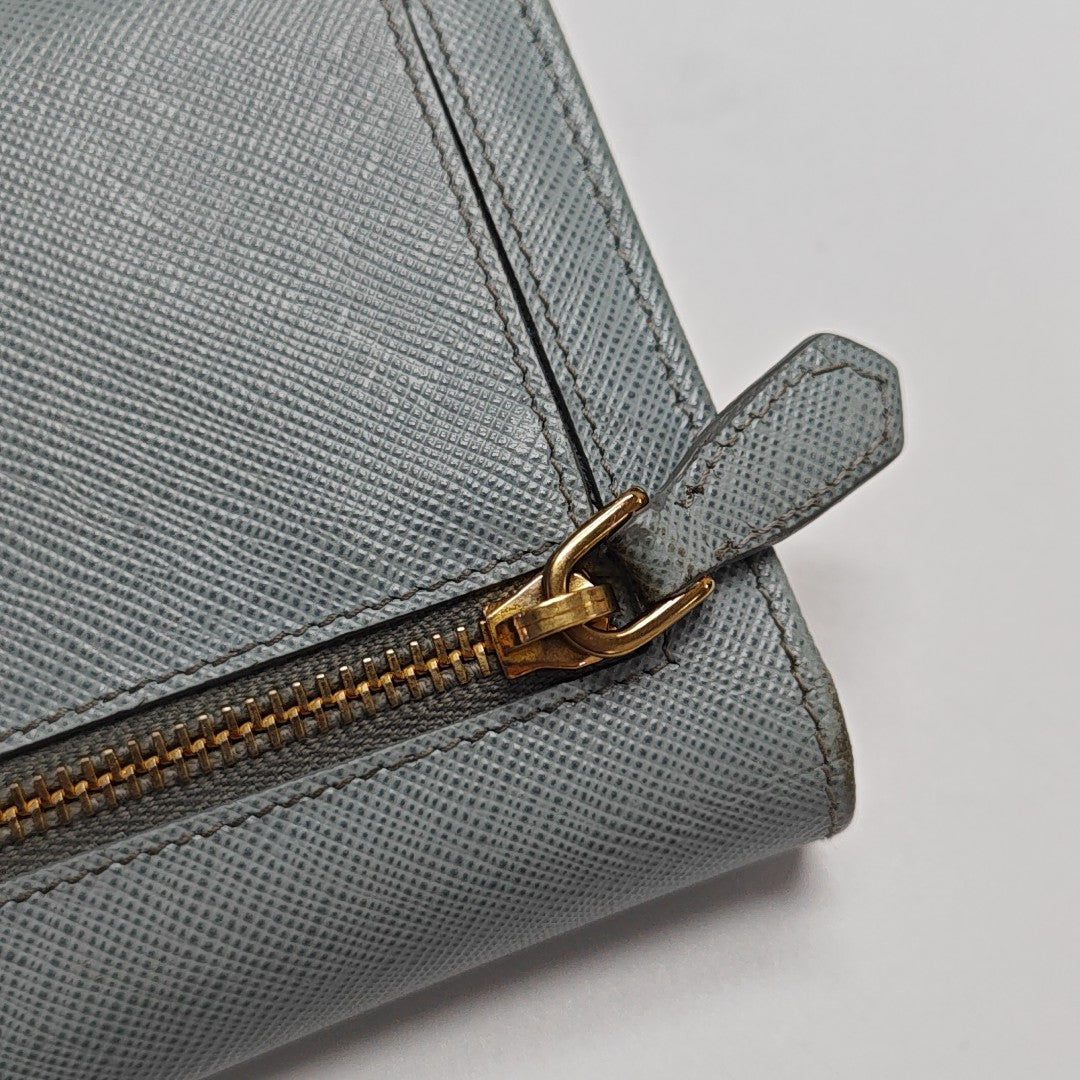 Saffiano Calfskin Clutch Blue