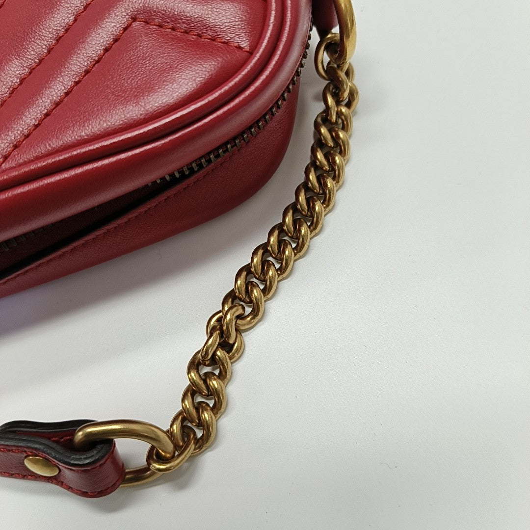 GG Marmont Super Mini Quilted Calfskin Red