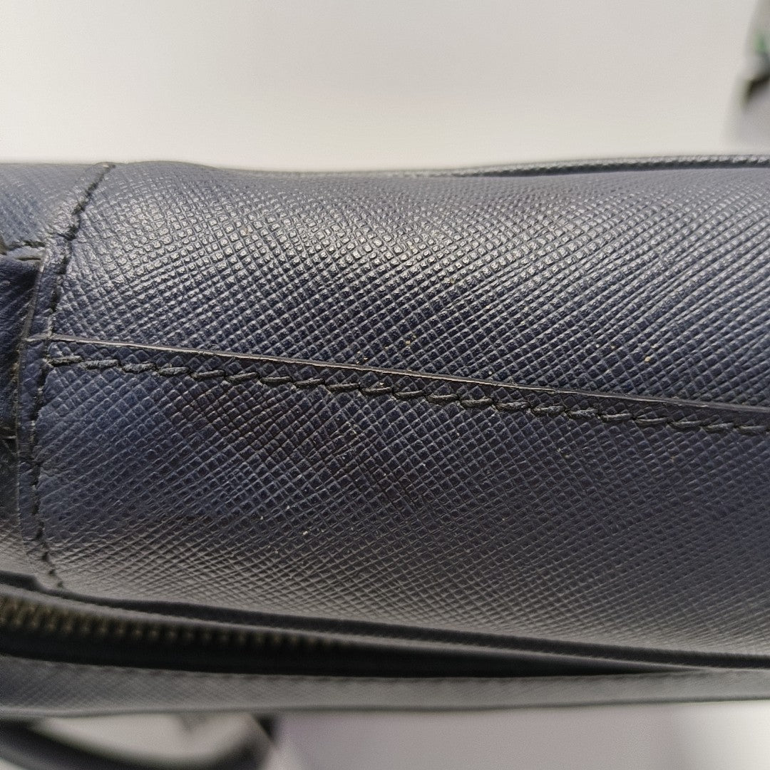 Saffiano Calfskin Top Handle Bag Blue