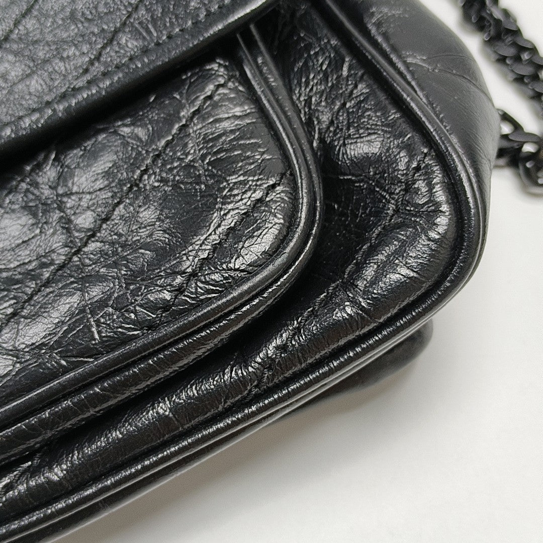 NIKI Medium Chevron Calfskin Black