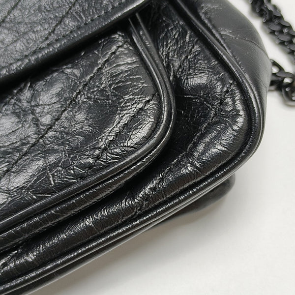 NIKI Medium Chevron Calfskin Black