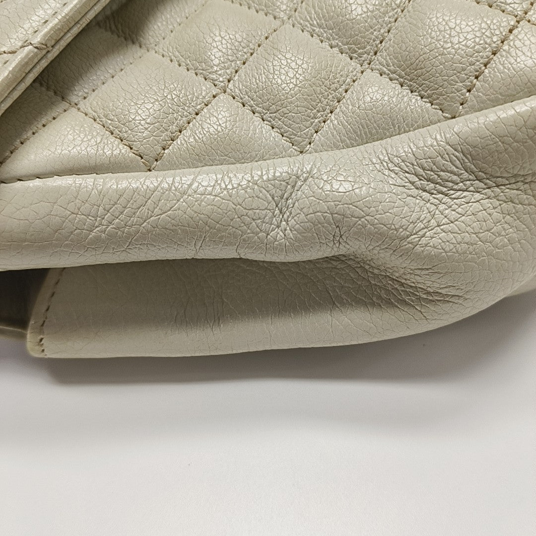 Chevron Calfskin Shoulder Bag White