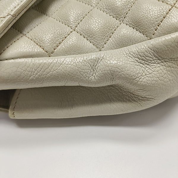 Chevron Calfskin Shoulder Bag White