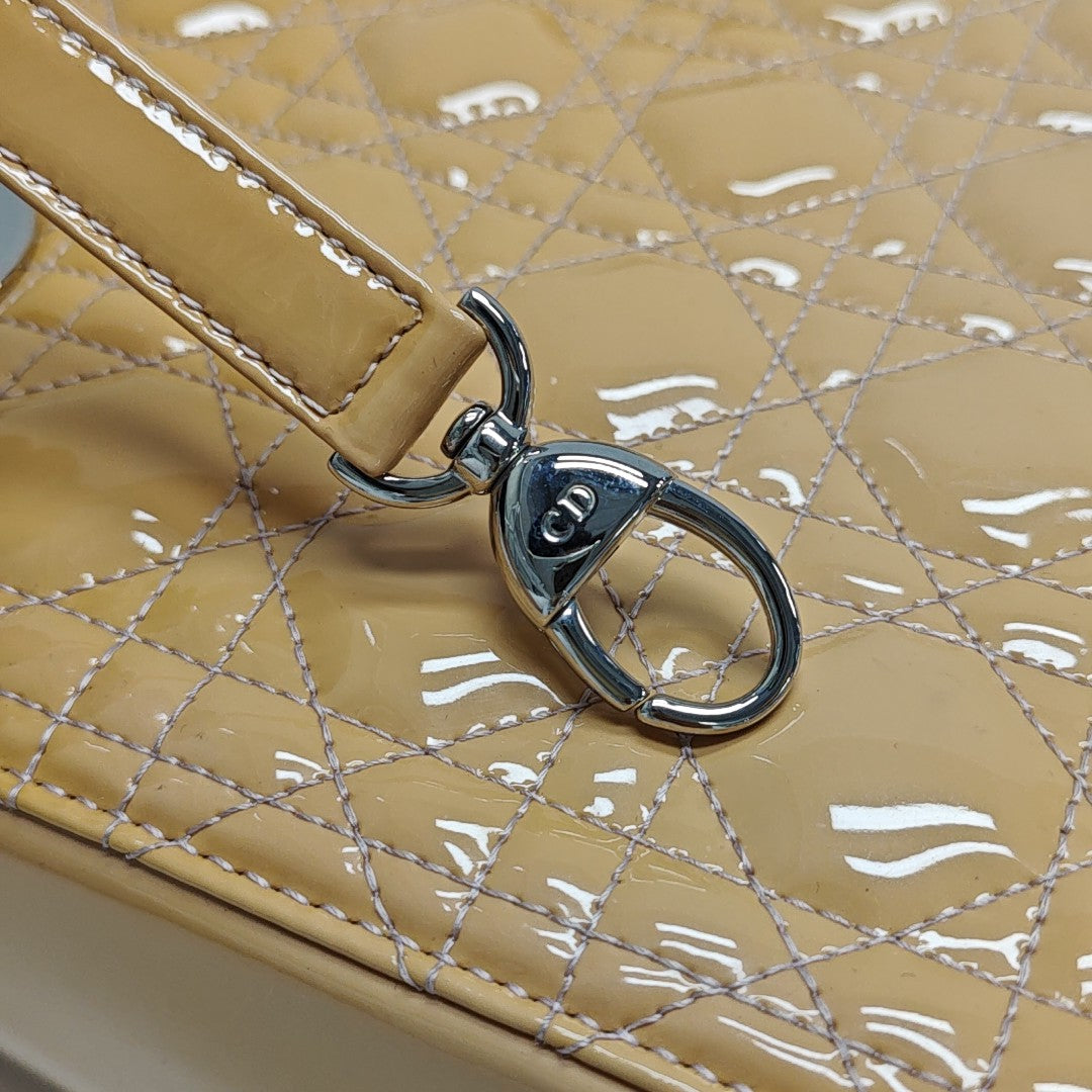 Lady Dior Medium Cannage Patent Leather Yellow