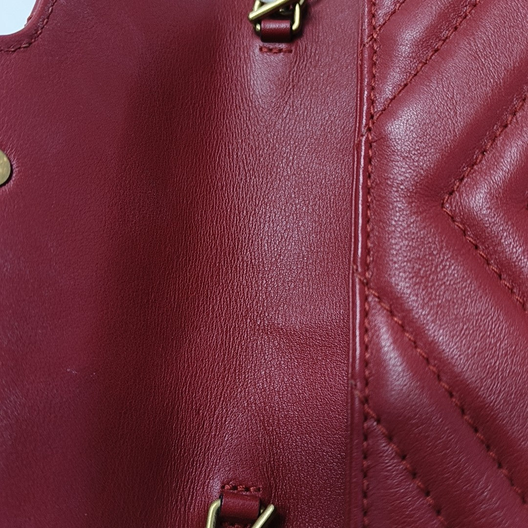 GG Marmont Mini Quilted Calfskin Red
