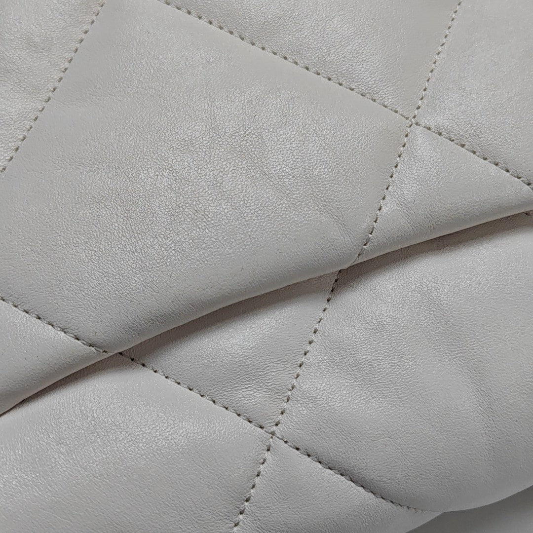 CHANEL 19 Small Quilted Lambskin White