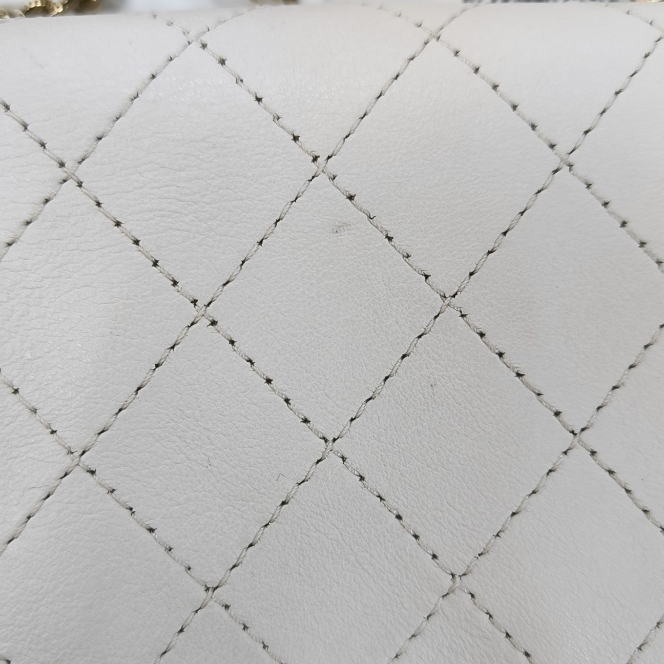Quilted Calfskin Shoulder Bag White