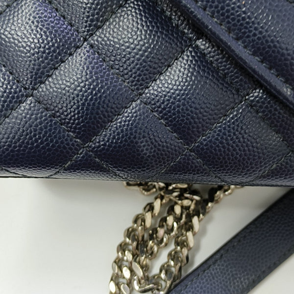 ENVELOPE Small Chevron Calfskin Blue