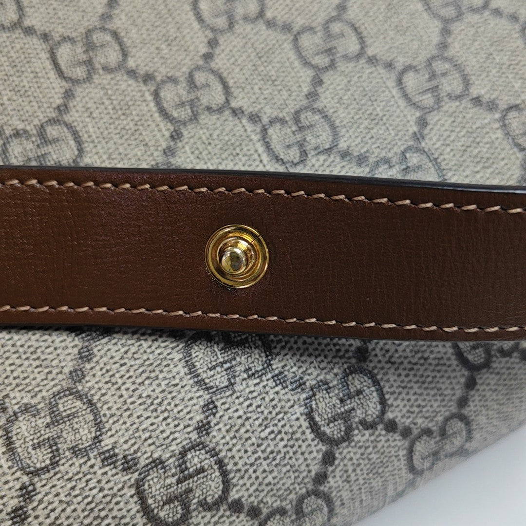 Horsebit 1955 Medium Monogram Coated Canvas Beige