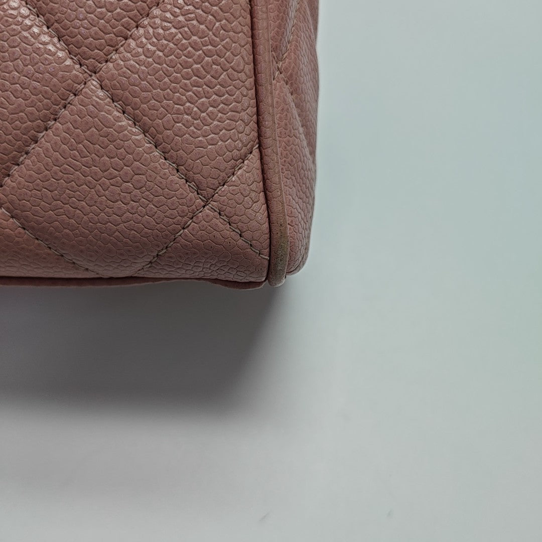 BOWLER Quilted Grained Calfskin Pink