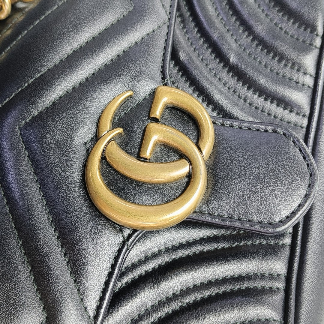 GG Marmont Small Quilted Calfskin Black