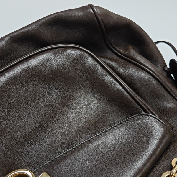 Calfskin Top Handle Bag Brown