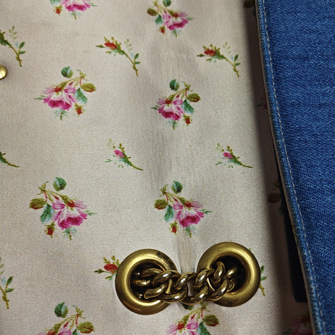 GG Marmont Medium Quilted Denim Blue