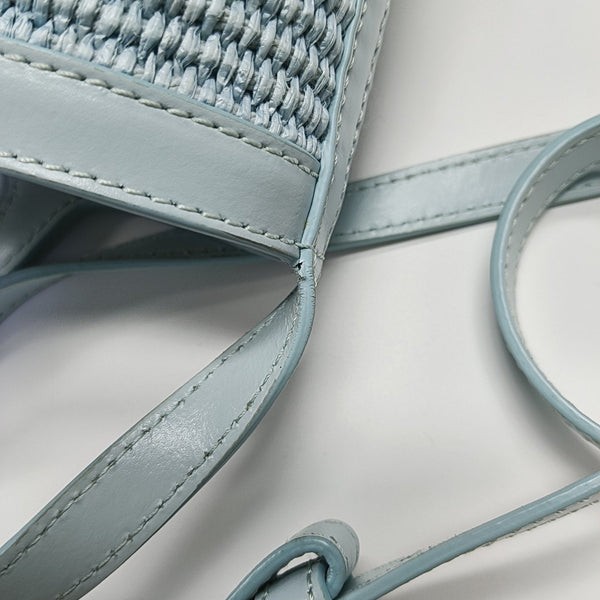 Straw Bucket Bag Blue