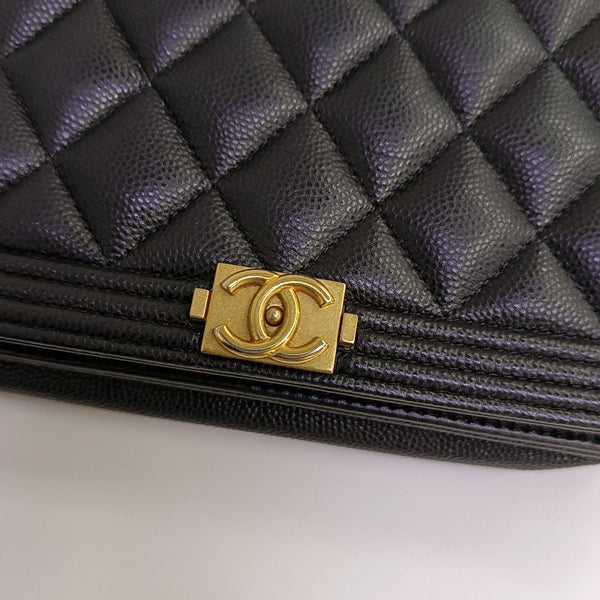 BOY CHANEL Mini Quilted Grained Calfskin Black