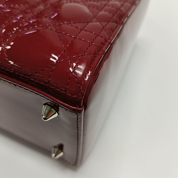 Lady Dior Medium Cannage Patent Leather Red