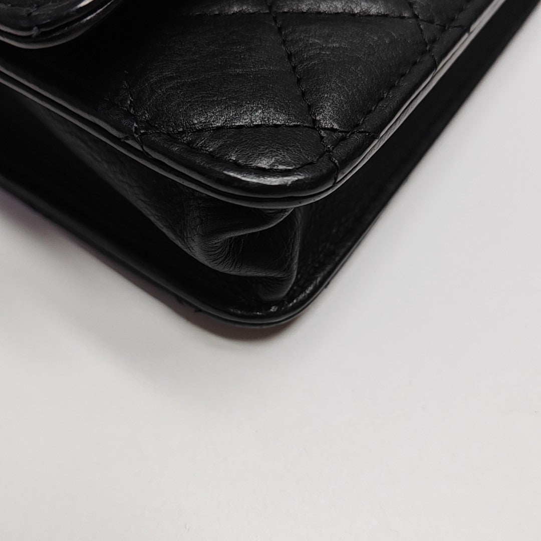 Quilted Calfskin Shoulder Bag Black