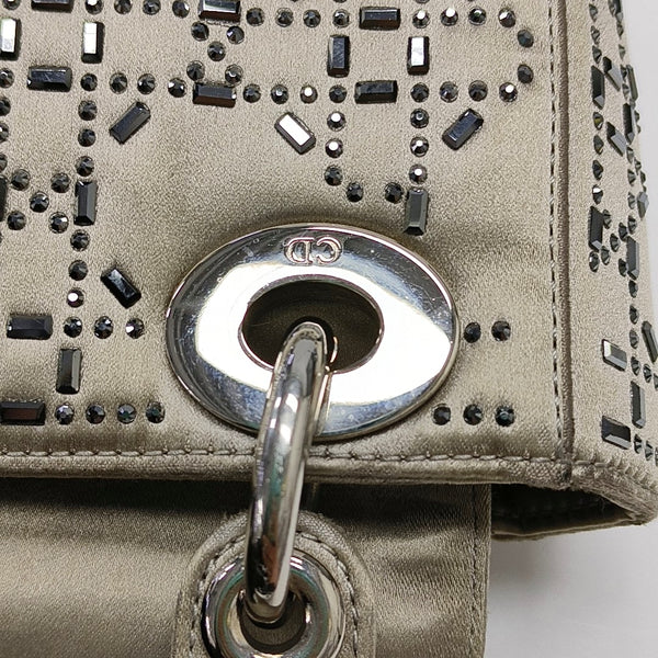Authenticated pre-owned  Lady Dior Mini Cannage Silk Satin Gray - Tote Bag at Looply