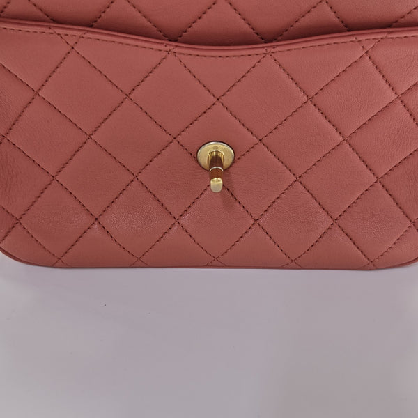 CHAIN INFINITY TOP HANDLE Quilted Calfskin Pink