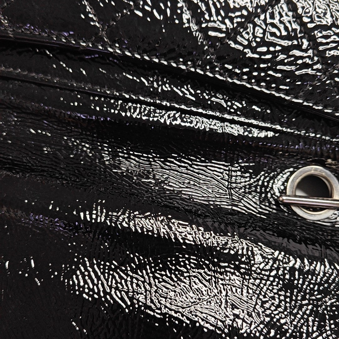 Quilted Patent Leather Shoulder Bag Black