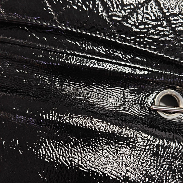 Quilted Patent Leather Shoulder Bag Black