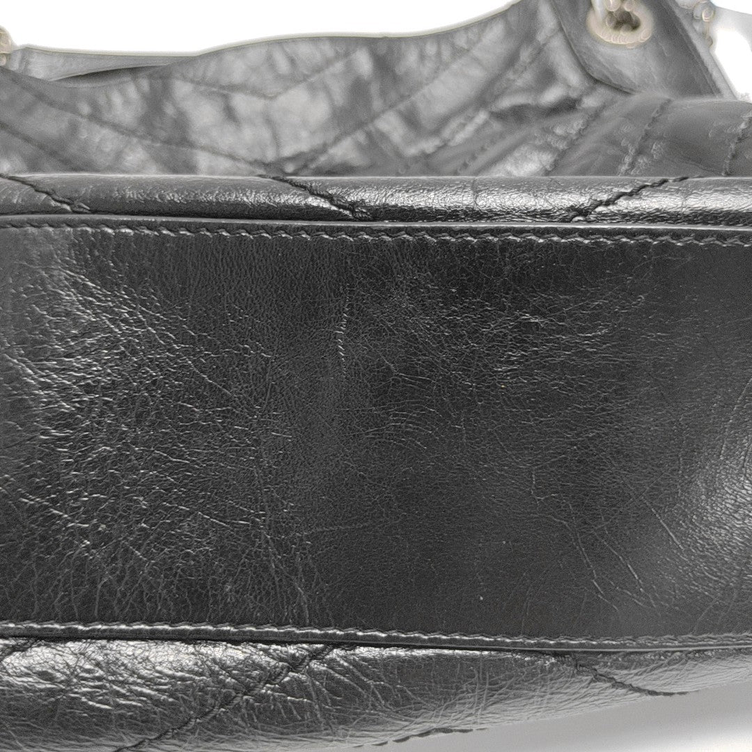 NIKI Medium Chevron Calfskin Black