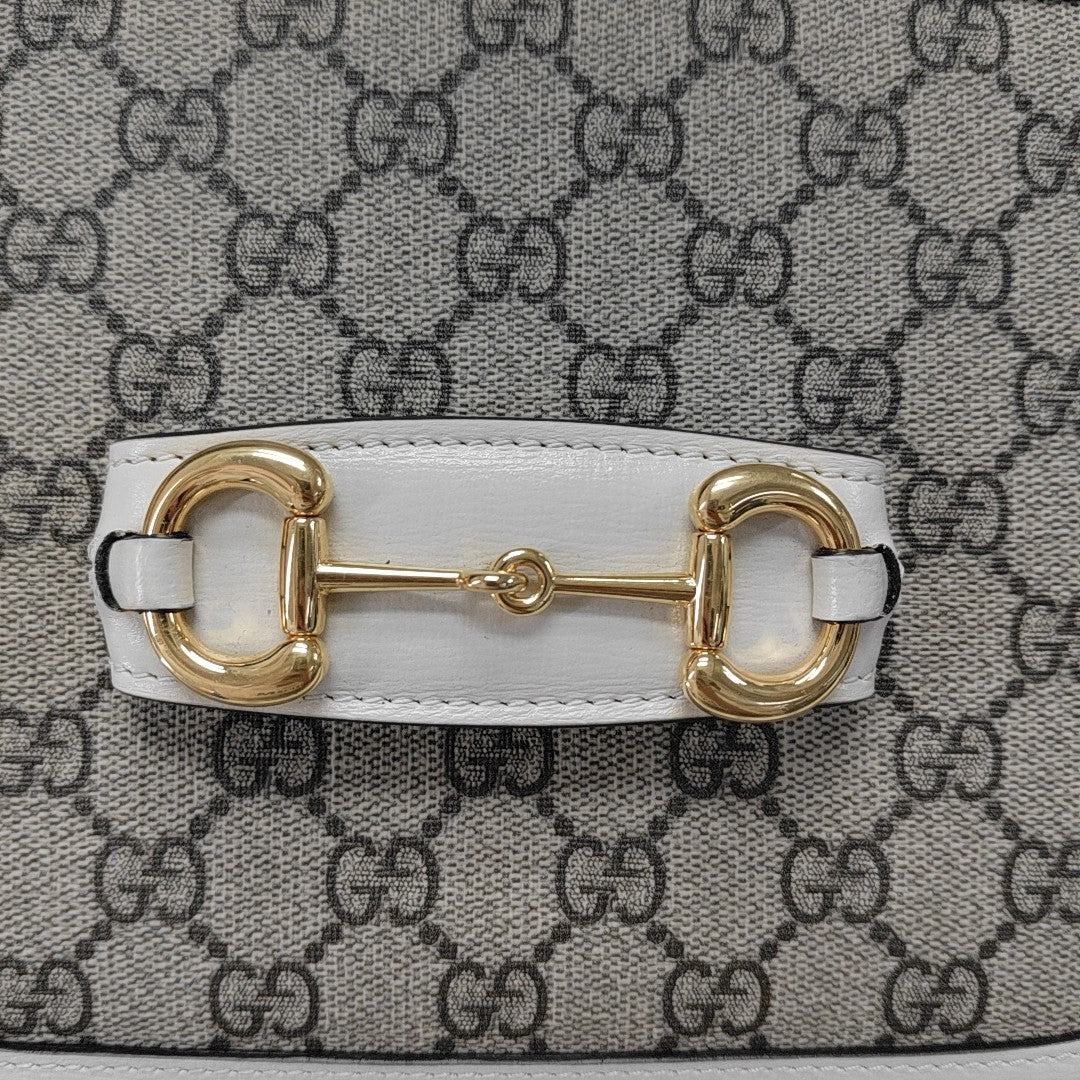 Horsebit 1955 Small Monogram Coated Canvas Beige