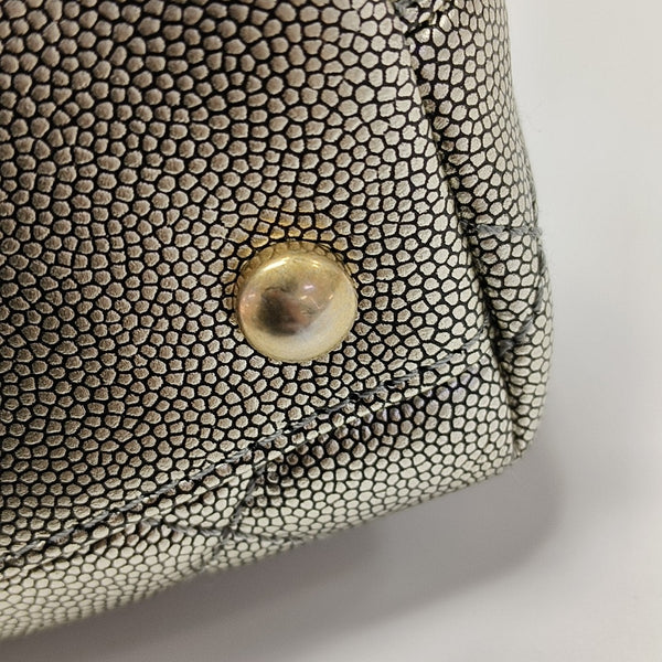 COCO HANDLE Small Quilted Grained Calfskin Silver