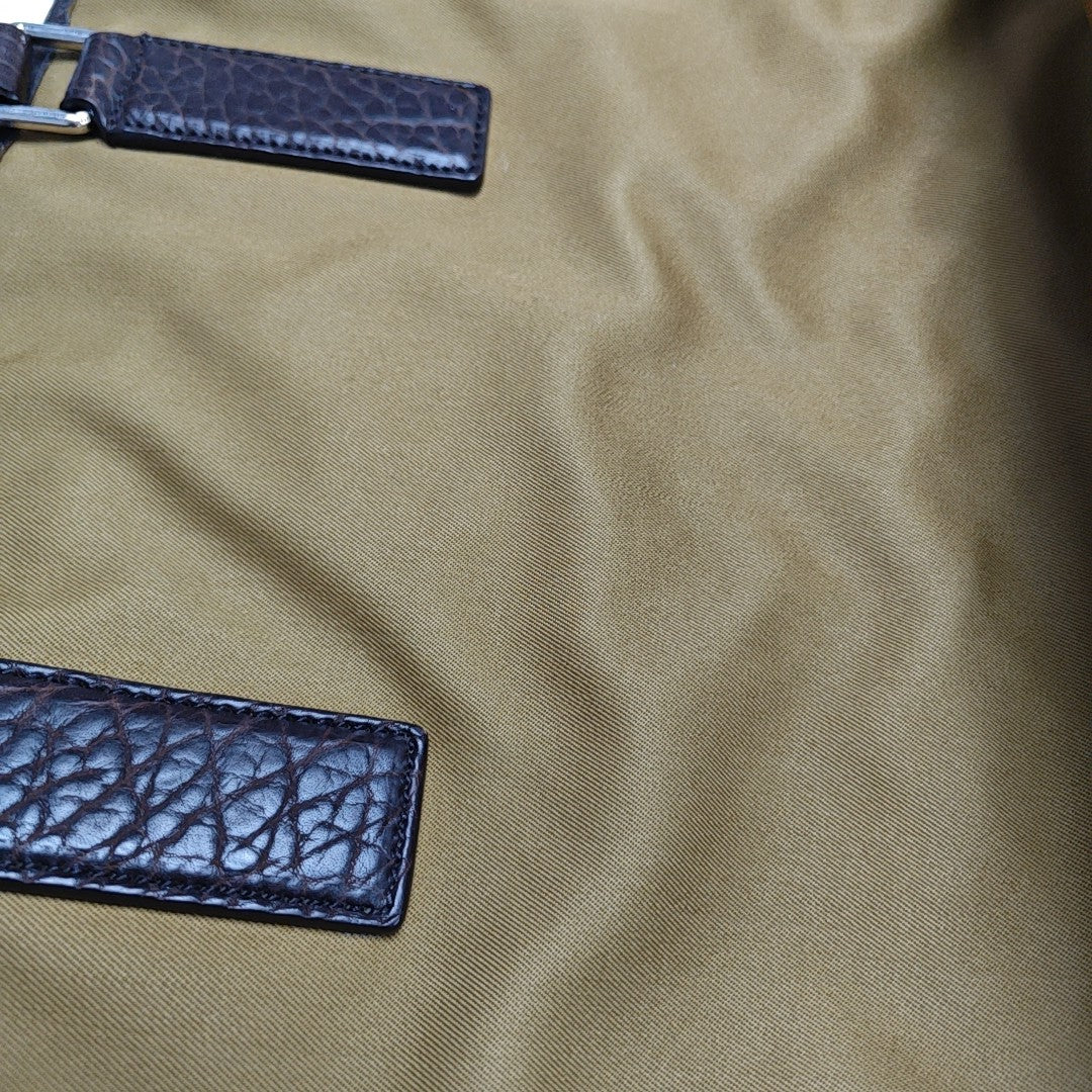 Fabric Top Handle Bag Brown