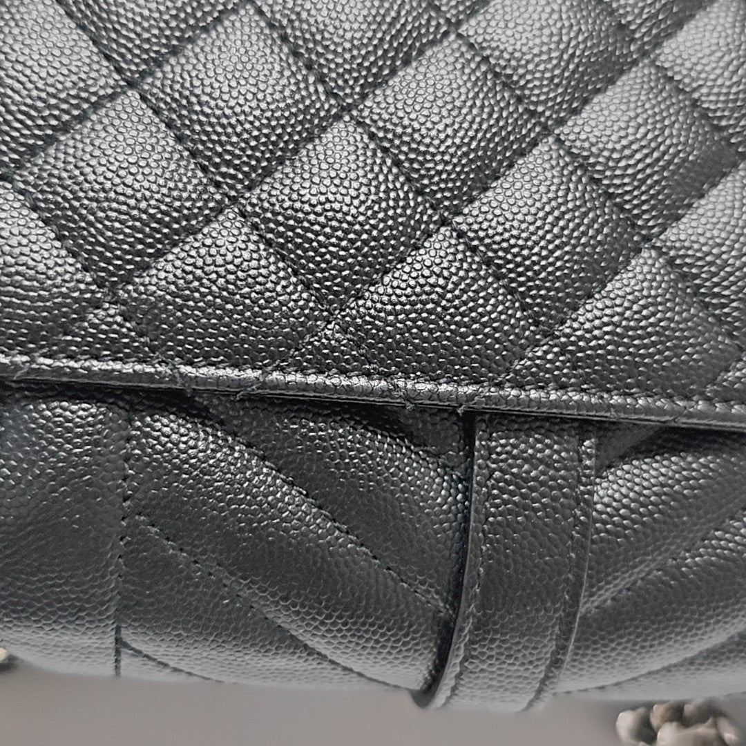ENVELOPE Small Chevron Calfskin Black