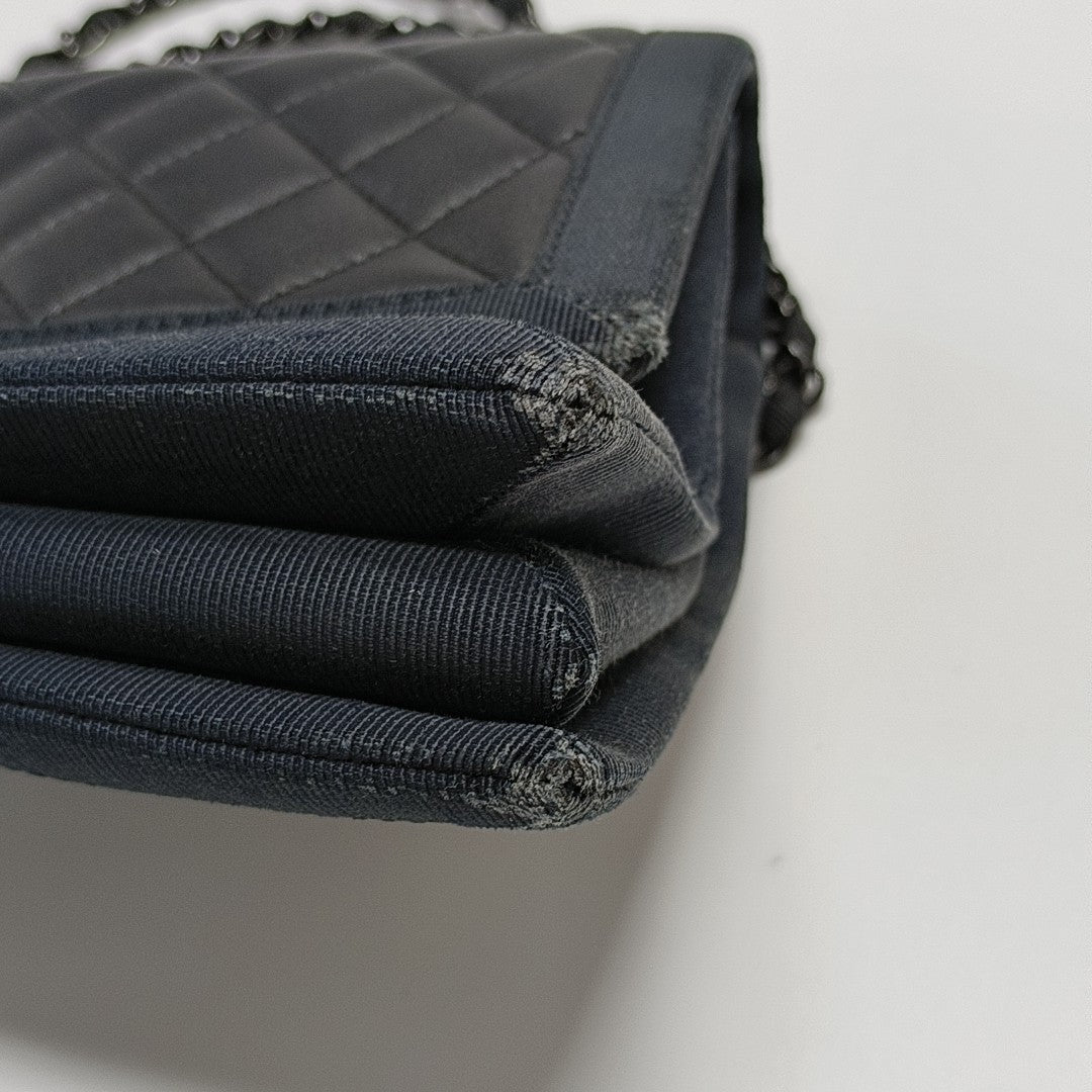 Quilted Lambskin Top Handle Bag Black