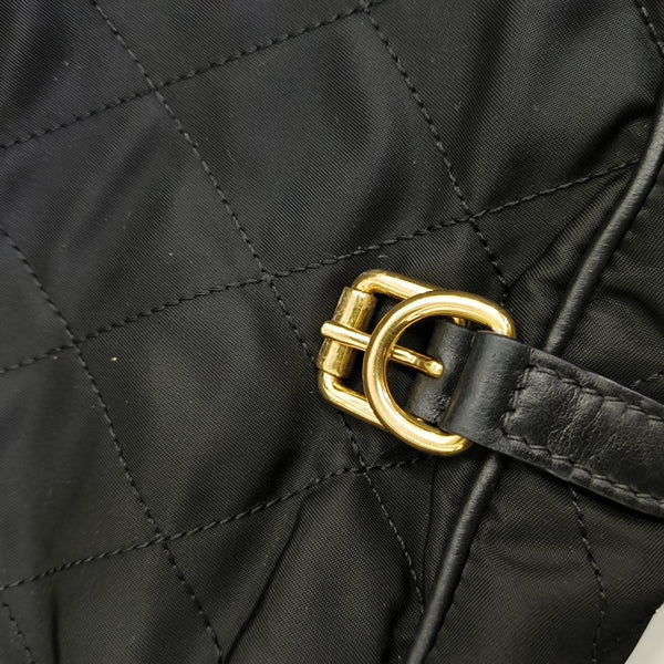 Quilted Nylon Shoulder Bag Black