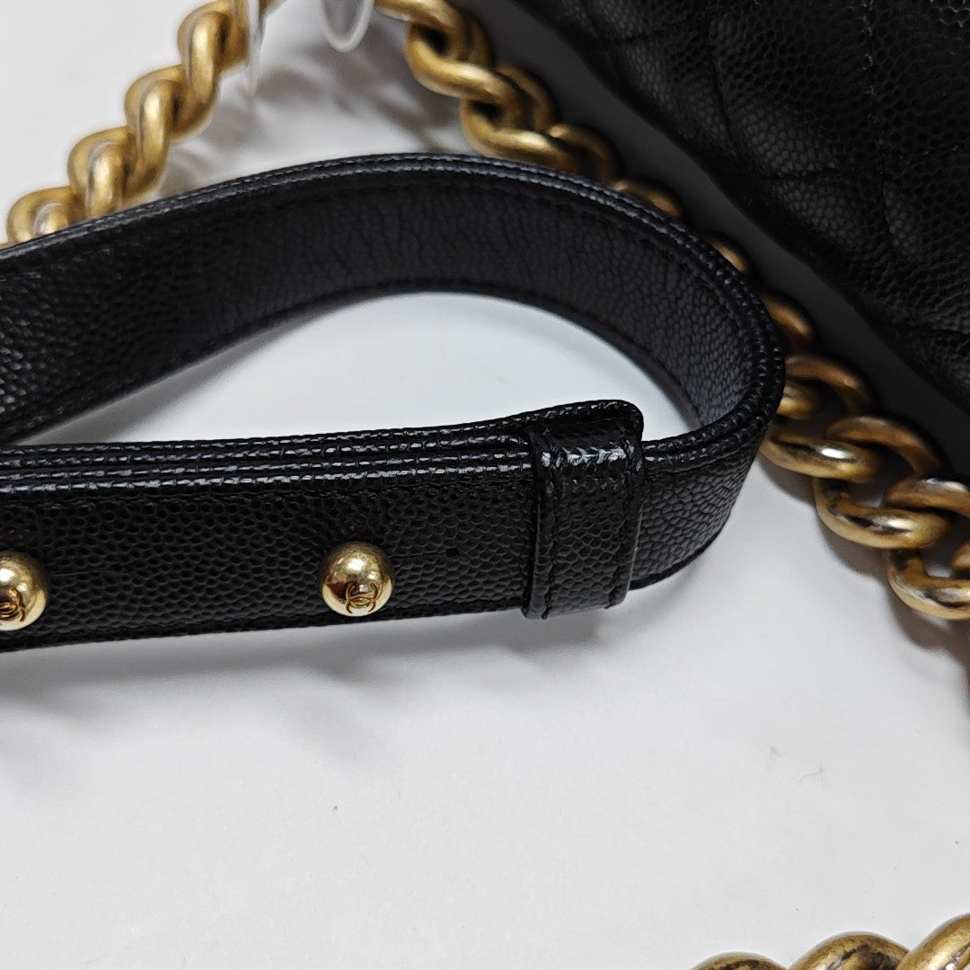 BOY CHANEL Small Quilted Grained Calfskin Black