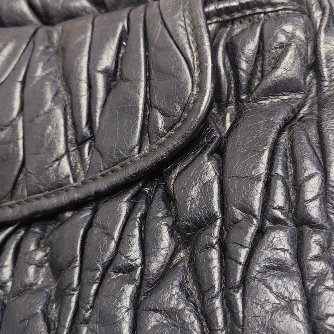 Quilted Lambskin Top Handle Bag Blue