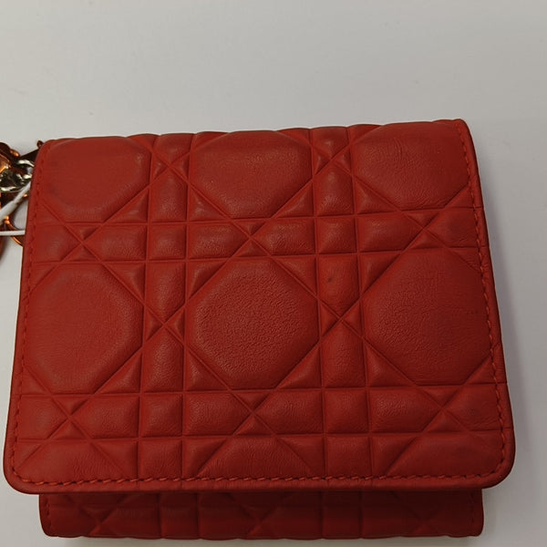 Lady Dior Cannage Calfskin Orange Wallet
