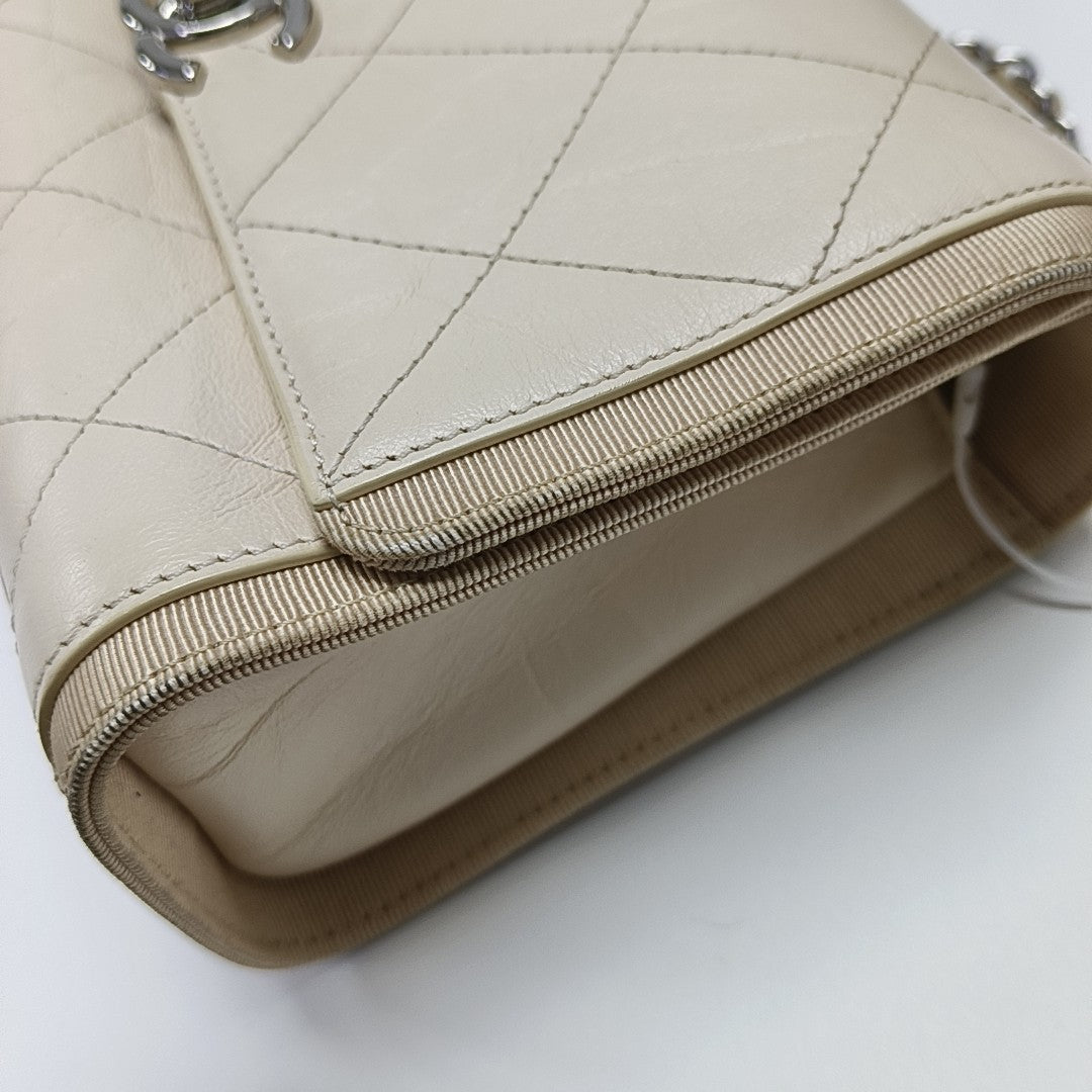 Quilted Calfskin Shoulder Bag Beige