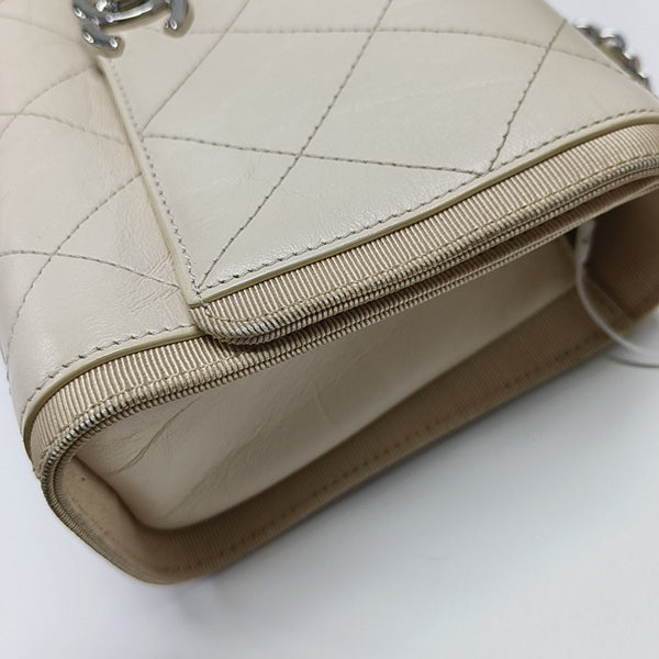 Quilted Calfskin Shoulder Bag Beige