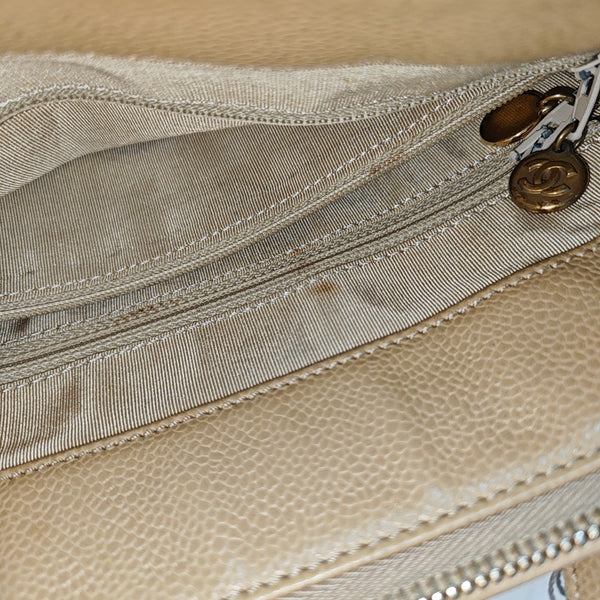LOGO EMBROIDERED Grained Calfskin Beige
