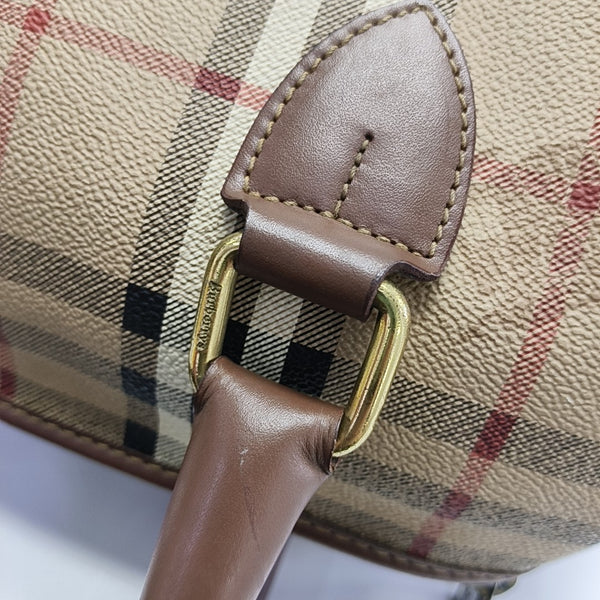 Coated Canvas Top Handle Bag Beige