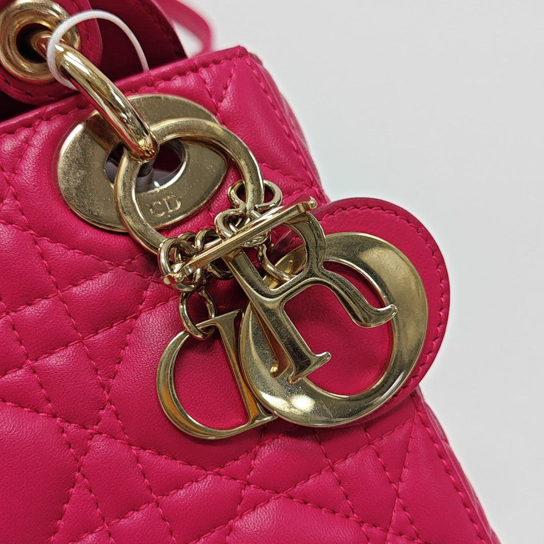 Lady Dior Mini Cannage Lambskin Red