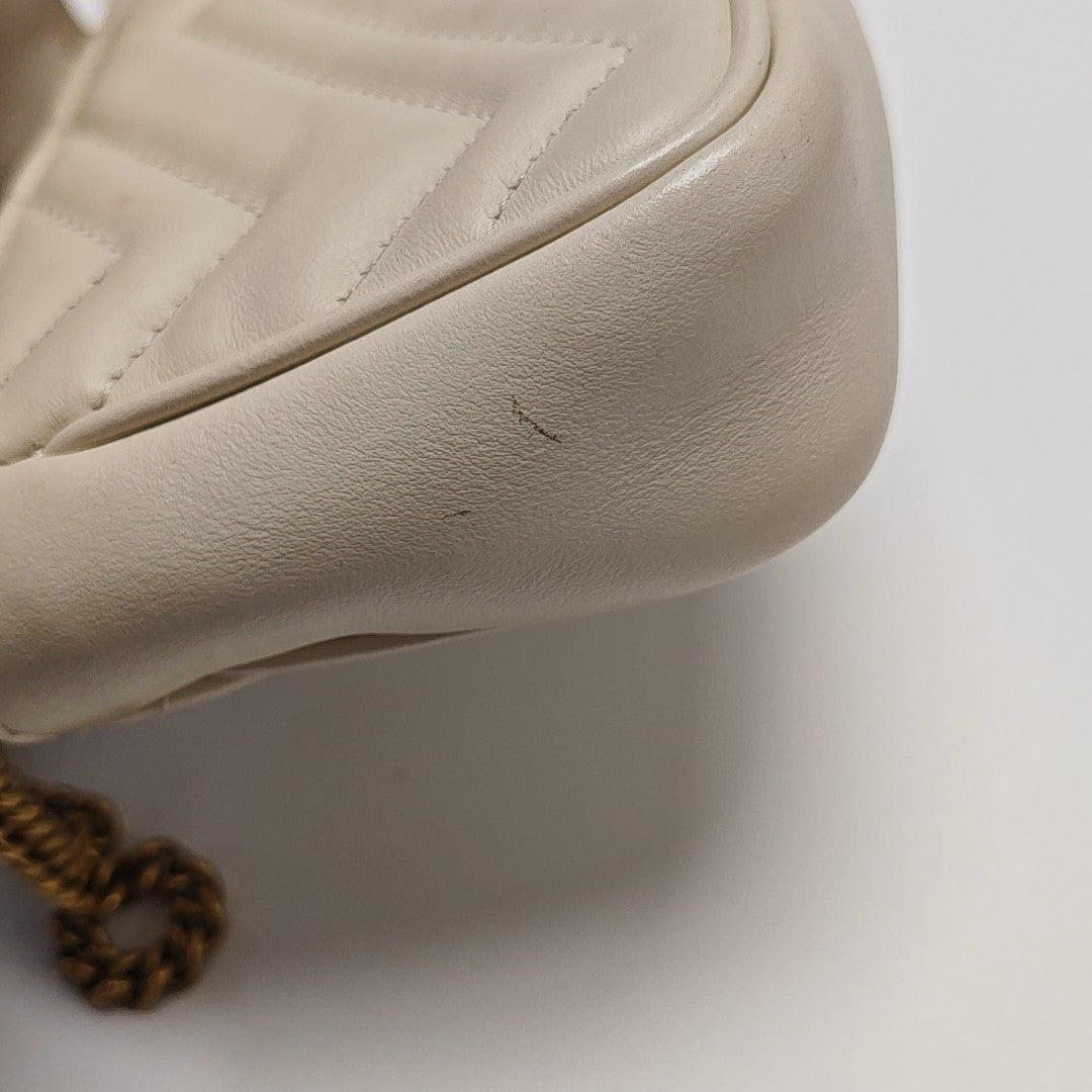 GG Marmont Mini Quilted Calfskin White