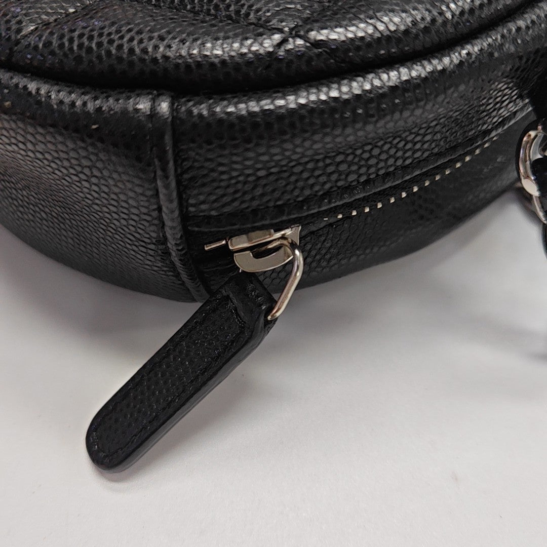 ROUND Quilted Grained Calfskin Black