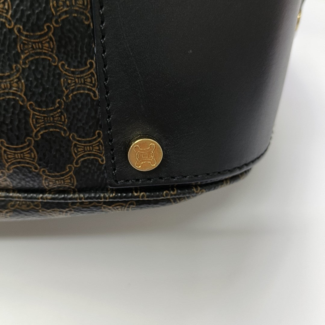 Coated Canvas Shoulder Bag Black