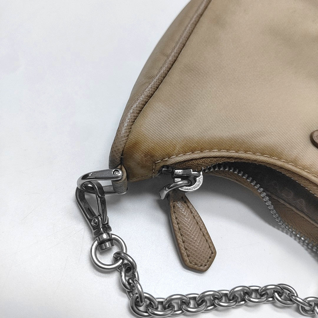 Authenticated pre-owned  Re-Edition Nylon Beige - Shoulder Bag at Looply